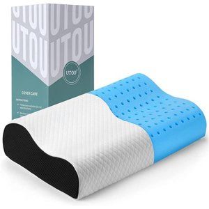 Contour Memory Foam Pillow, Neck Pillows for Pain Relief Sleeping, Cooling Gel